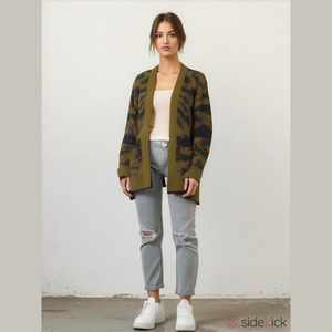 Camo open sweater cardigan size small